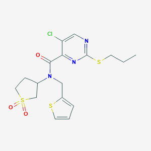 5-chloro-N-(1,1-dioxidotetrahydro-3-thienyl)-2-(propylsulfanyl)-N-(2-thienylmethyl)-4-pyrimidinecarboxamide