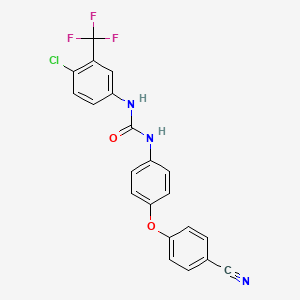 molecular formula C21H13ClF3N3O2 B2558074 1-(4-Chloro-3-(trifluoromethyl)phenyl)-3-(4-(4-cyanophenoxy)phenyl)urea CAS No. 1313019-65-6