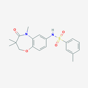 molecular formula C19H22N2O4S B2558089 3-methyl-N-(3,3,5-trimethyl-4-oxo-2,3,4,5-tetrahydrobenzo[b][1,4]oxazepin-7-yl)benzenesulfonamide CAS No. 921908-49-8