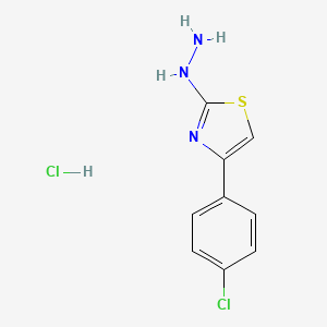 molecular formula C9H9Cl2N3S B2558101 4-(4-Chlorophenyl)-2-hydrazinyl-1,3-thiazole hydrochloride CAS No. 936114-00-0
