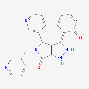 (3Z)-3-(6-oxocyclohexa-2,4-dien-1-ylidene)-4-pyridin-3-yl-5-(pyridin-3-ylmethyl)-2,4-dihydro-1H-pyrrolo[3,4-c]pyrazol-6-one