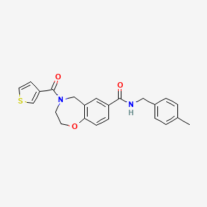molecular formula C23H22N2O3S B2558127 N-[(4-methylphenyl)methyl]-4-(thiophene-3-carbonyl)-2,3,4,5-tetrahydro-1,4-benzoxazepine-7-carboxamide CAS No. 2320859-35-4
