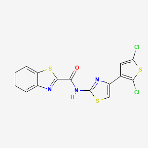 molecular formula C15H7Cl2N3OS3 B2558196 N-[4-(2,5-dichlorothiophen-3-yl)-1,3-thiazol-2-yl]-1,3-benzothiazole-2-carboxamide CAS No. 477485-24-8
