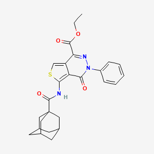 molecular formula C26H27N3O4S B2558208 ethyl 5-(adamantane-1-amido)-4-oxo-3-phenyl-3H,4H-thieno[3,4-d]pyridazine-1-carboxylate CAS No. 851946-85-5