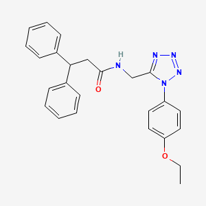 molecular formula C25H25N5O2 B2558212 N-((1-(4-ethoxyphenyl)-1H-tetrazol-5-yl)methyl)-3,3-diphenylpropanamide CAS No. 941999-92-4
