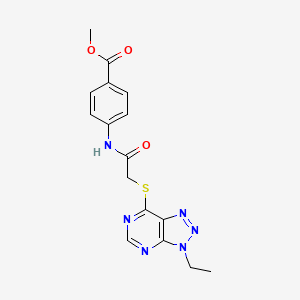 molecular formula C16H16N6O3S B2558220 methyl 4-(2-((3-ethyl-3H-[1,2,3]triazolo[4,5-d]pyrimidin-7-yl)thio)acetamido)benzoate CAS No. 1060204-97-8