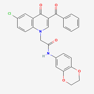 2-(3-benzoyl-6-chloro-4-oxoquinolin-1(4H)-yl)-N-(2,3-dihydrobenzo[b][1,4]dioxin-6-yl)acetamide