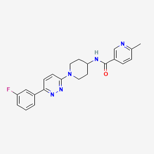 molecular formula C22H22FN5O B2558257 N-[1-[6-(3-fluorophenyl)pyridazin-3-yl]piperidin-4-yl]-6-methylpyridine-3-carboxamide CAS No. 1396875-68-5