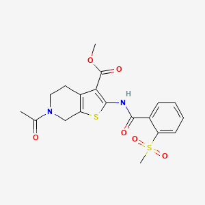 molecular formula C19H20N2O6S2 B2558261 Methyl 6-acetyl-2-(2-(methylsulfonyl)benzamido)-4,5,6,7-tetrahydrothieno[2,3-c]pyridine-3-carboxylate CAS No. 896368-77-7
