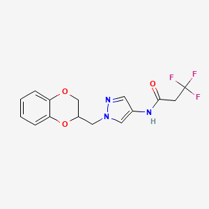 N-(1-((2,3-dihydrobenzo[b][1,4]dioxin-2-yl)methyl)-1H-pyrazol-4-yl)-3,3,3-trifluoropropanamide