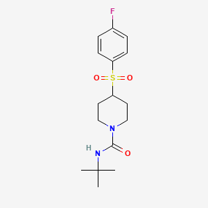 molecular formula C16H23FN2O3S B2558285 N-(tert-butyl)-4-((4-fluorophenyl)sulfonyl)piperidine-1-carboxamide CAS No. 1448033-72-4