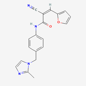 (Z)-2-cyano-3-(furan-2-yl)-N-[4-[(2-methylimidazol-1-yl)methyl]phenyl]prop-2-enamide