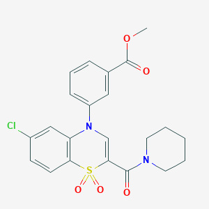 molecular formula C22H21ClN2O5S B2558292 methyl 3-[6-chloro-1,1-dioxido-2-(piperidin-1-ylcarbonyl)-4H-1,4-benzothiazin-4-yl]benzoate CAS No. 1251614-90-0