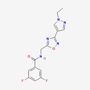 molecular formula C15H13F2N5O2 B2558309 N-((3-(1-ethyl-1H-pyrazol-4-yl)-1,2,4-oxadiazol-5-yl)methyl)-3,5-difluorobenzamide CAS No. 2034229-71-3