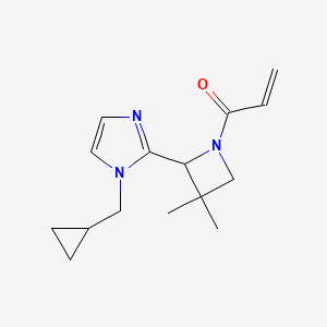 molecular formula C15H21N3O B2558321 1-[2-[1-(Cyclopropylmethyl)imidazol-2-yl]-3,3-dimethylazetidin-1-yl]prop-2-en-1-one CAS No. 2189498-44-8
