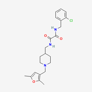 molecular formula C22H28ClN3O3 B2558324 N1-(2-chlorobenzyl)-N2-((1-((2,5-dimethylfuran-3-yl)methyl)piperidin-4-yl)methyl)oxalamide CAS No. 1235020-71-9