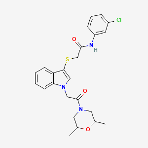 molecular formula C24H26ClN3O3S B2558336 N-(3-chlorophenyl)-2-({1-[2-(2,6-dimethylmorpholin-4-yl)-2-oxoethyl]-1H-indol-3-yl}sulfanyl)acetamide CAS No. 892742-66-4