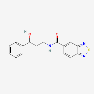 molecular formula C16H15N3O2S B2558352 N-(3-hydroxy-3-phenylpropyl)benzo[c][1,2,5]thiadiazole-5-carboxamide CAS No. 1396798-02-9