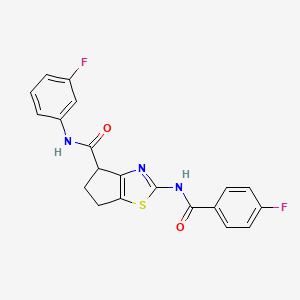 2-(4-fluorobenzamido)-N-(3-fluorophenyl)-5,6-dihydro-4H-cyclopenta[d]thiazole-4-carboxamide