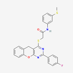 2-((2-(4-fluorophenyl)-5H-chromeno[2,3-d]pyrimidin-4-yl)thio)-N-(3-(methylthio)phenyl)acetamide