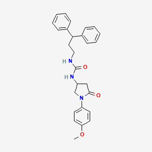 molecular formula C27H29N3O3 B2558400 1-(3,3-Diphenylpropyl)-3-[1-(4-methoxyphenyl)-5-oxopyrrolidin-3-yl]urea CAS No. 877640-42-1