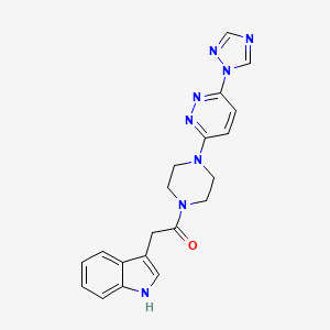 molecular formula C20H20N8O B2558403 1-(4-(6-(1H-1,2,4-三唑-1-基)吡啶并[3,4-d]嘧啶-3-基)哌嗪-1-基)-2-(1H-吲哚-3-基)乙酮 CAS No. 1797160-29-2