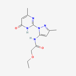 molecular formula C13H17N5O3 B2558404 2-ethoxy-N-(3-methyl-1-(4-methyl-6-oxo-1,6-dihydropyrimidin-2-yl)-1H-pyrazol-5-yl)acetamide CAS No. 1002933-52-9