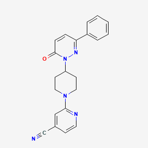 molecular formula C21H19N5O B2558406 2-[4-(6-Oxo-3-phenylpyridazin-1-yl)piperidin-1-yl]pyridine-4-carbonitrile CAS No. 2380033-37-2
