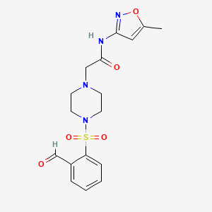 molecular formula C17H20N4O5S B2558421 2-[4-(2-formylphenyl)sulfonylpiperazin-1-yl]-N-(5-methyl-1,2-oxazol-3-yl)acetamide CAS No. 1252457-31-0