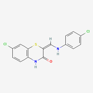 molecular formula C15H10Cl2N2OS B2558429 (2E)-7-chloro-2-[(4-chloroanilino)methylidene]-4H-1,4-benzothiazin-3-one CAS No. 338417-14-4