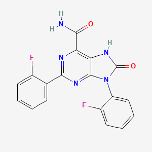 molecular formula C18H11F2N5O2 B2558434 2,9-bis(2-fluorophenyl)-8-oxo-8,9-dihydro-7H-purine-6-carboxamide CAS No. 898441-82-2