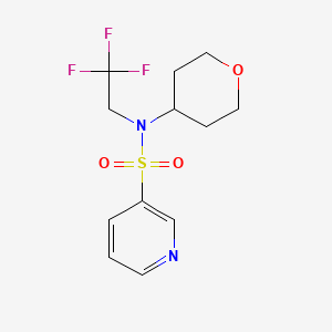 molecular formula C12H15F3N2O3S B2558437 N-(tetrahydro-2H-pyran-4-yl)-N-(2,2,2-trifluoroethyl)pyridine-3-sulfonamide CAS No. 1428373-96-9