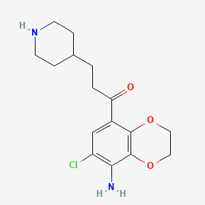 molecular formula C16H21ClN2O3 B2558441 1-(4-Amino-5-chloro-2,3-ethylenedioxyphenyl)-3-(piperidin-4-yl)propan-1-one CAS No. 166815-60-7