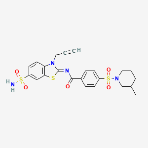 molecular formula C23H24N4O5S3 B2558479 (Z)-4-((3-methylpiperidin-1-yl)sulfonyl)-N-(3-(prop-2-yn-1-yl)-6-sulfamoylbenzo[d]thiazol-2(3H)-ylidene)benzamide CAS No. 865182-37-2