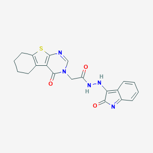 molecular formula C20H17N5O3S B255848 N'-(2-oxoindol-3-yl)-2-(4-oxo-5,6,7,8-tetrahydro-[1]benzothiolo[2,3-d]pyrimidin-3-yl)acetohydrazide 