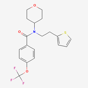 molecular formula C19H20F3NO3S B2558480 N-(oxan-4-yl)-N-[2-(thiophen-2-yl)ethyl]-4-(trifluoromethoxy)benzamide CAS No. 1788844-19-8