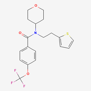 B2558480 N-(tetrahydro-2H-pyran-4-yl)-N-(2-(thiophen-2-yl)ethyl)-4-(trifluoromethoxy)benzamide CAS No. 1788844-19-8