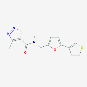 molecular formula C13H11N3O2S2 B2558486 4-methyl-N-((5-(thiophen-3-yl)furan-2-yl)methyl)-1,2,3-thiadiazole-5-carboxamide CAS No. 2034438-19-0