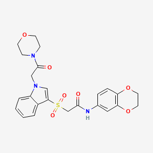 molecular formula C24H25N3O7S B2558487 N-(2,3-dihydrobenzo[b][1,4]dioxin-6-yl)-2-((1-(2-morpholino-2-oxoethyl)-1H-indol-3-yl)sulfonyl)acetamide CAS No. 878059-67-7