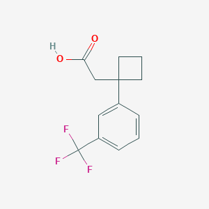 molecular formula C13H13F3O2 B2558492 2-{1-[3-(Trifluoromethyl)phenyl]cyclobutyl}acetic acid CAS No. 1358805-28-3