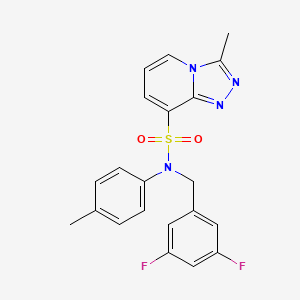 molecular formula C21H18F2N4O2S B2558497 N-[(3,5-二氟苯基)甲基]-3-甲基-N-(4-甲基苯基)-[1,2,4]三唑并[4,3-a]吡啶-8-磺酰胺 CAS No. 1251693-10-3
