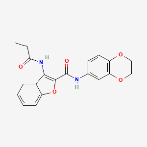 molecular formula C20H18N2O5 B2558504 N-(2,3-dihydro-1,4-benzodioxin-6-yl)-3-propanamido-1-benzofuran-2-carboxamide CAS No. 872613-13-3
