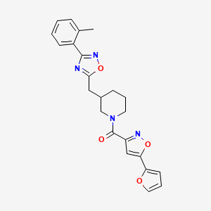(5-(Furan-2-yl)isoxazol-3-yl)(3-((3-(o-tolyl)-1,2,4-oxadiazol-5-yl)methyl)piperidin-1-yl)methanone