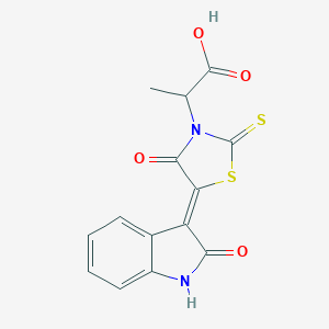 2-[(5Z)-4-oxo-5-(2-oxo-1H-indol-3-ylidene)-2-sulfanylidene-1,3-thiazolidin-3-yl]propanoic acid