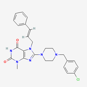 8-(4-(4-chlorobenzyl)piperazin-1-yl)-7-cinnamyl-3-methyl-1H-purine-2,6(3H,7H)-dione