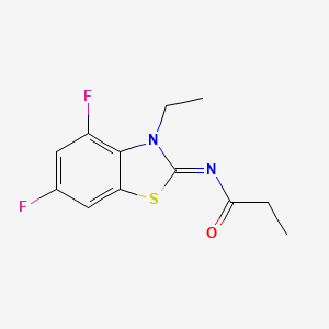 N-(3-ethyl-4,6-difluoro-1,3-benzothiazol-2-ylidene)propanamide