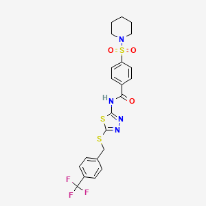 4-(piperidin-1-ylsulfonyl)-N-(5-((4-(trifluoromethyl)benzyl)thio)-1,3,4-thiadiazol-2-yl)benzamide