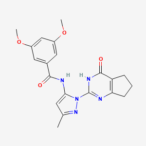 3,5-dimethoxy-N-(3-methyl-1-(4-oxo-4,5,6,7-tetrahydro-3H-cyclopenta[d]pyrimidin-2-yl)-1H-pyrazol-5-yl)benzamide