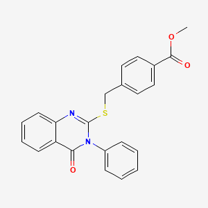 molecular formula C23H18N2O3S B2558547 Methyl 4-(((4-oxo-3-phenyl-3,4-dihydroquinazolin-2-yl)thio)methyl)benzoate CAS No. 383894-83-5