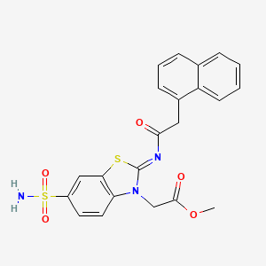 molecular formula C22H19N3O5S2 B2558576 methyl 2-[(2Z)-2-{[2-(naphthalen-1-yl)acetyl]imino}-6-sulfamoyl-2,3-dihydro-1,3-benzothiazol-3-yl]acetate CAS No. 865199-23-1